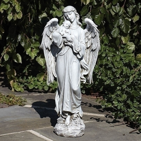 Angel Holding Baby Garden Sculpture Memorial Inspirational Artwork